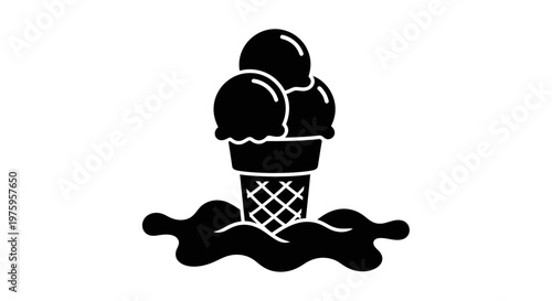 Melted Ice Cream Cone Silhouette.