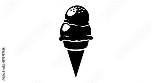 Delicious double scoop ice cream cone dessert with sprinkles.