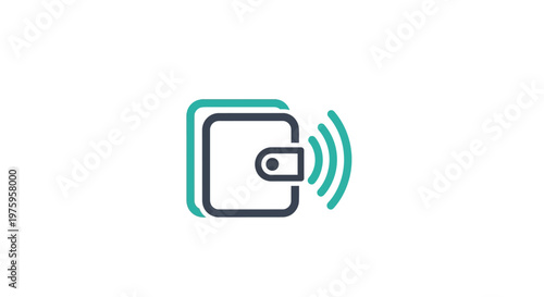 Digital Wallet Icon with NFC Contactless Payment Signal