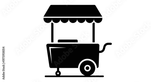 Simple black and white icon of a food cart.