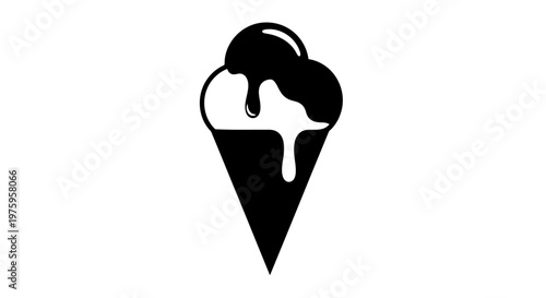 Simple black and white ice cream cone icon.