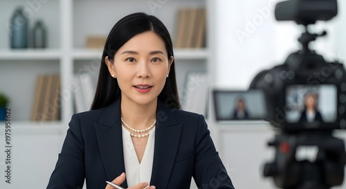 Woman Presenting in Front of Camera for a Business Vlog