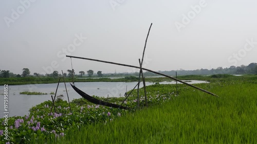 Traditional Bamboo Irrigation System by River