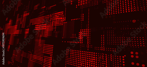 Canvas Print Futuristic hi-tech background with digital pixel matrix pattern on dark background