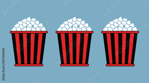 Colorful illustration of popcorn buckets.