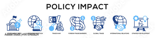 Glyphcolor - Policy Impact web banner icon vector illustration concept