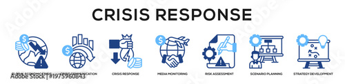Glyphcolor - Crisis Response web banner icon vector illustration concept