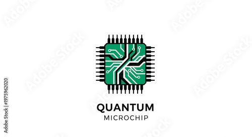 Quantum Microchip Logo - Green Circuit Board Design