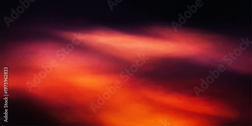 A dramatic abstract fire background loop features a beautiful sunset sky with vibrant red and orange clouds over a dark landscape at dusk