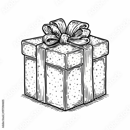 A gift box with a ribbon tied around it in a bow.