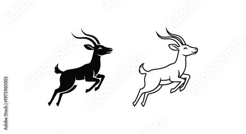 Antelope Symbols Black  White Animal Icons Design Vector