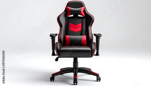 Premium Racing Style Gaming Chair Black and Red Front Angle
