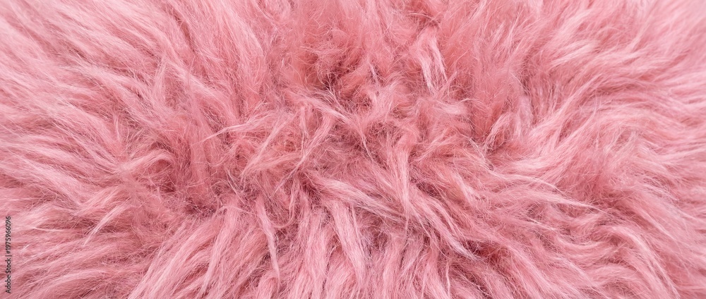 Obraz premium A soft and fluffy pink fur texture, evoking warmth and comfort, fills the frame, with long, delicate hairs creating a visually appealing tactile sensation. 