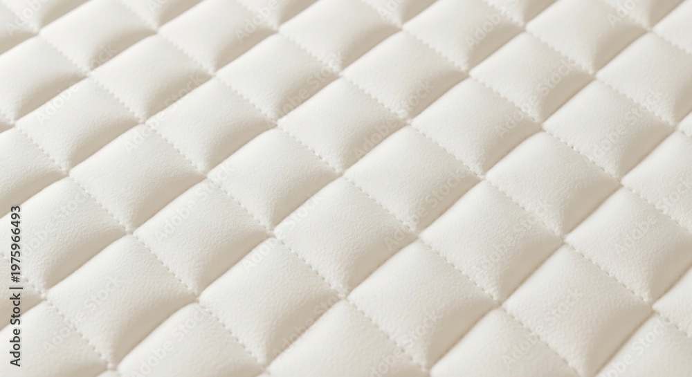 Fototapeta premium Close-up of a White Quilted Mattress Fabric Texture Pattern.