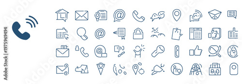 Hand-drawn style communication and contact icons for a friendly and approachable user interface.