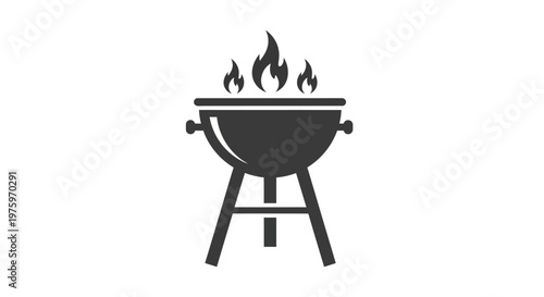 Barbecue Grill with Flames Icon - A Classic Outdoor Cooking Symbol