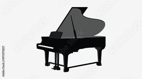 A black grand piano silhouette illustration.