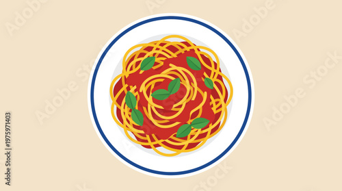 A plate of spaghetti with tomato sauce.