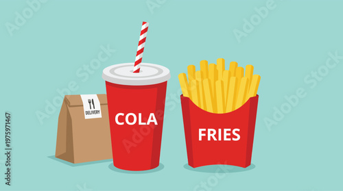 Fast food and drink illustration.