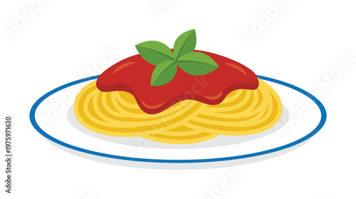 A plate of spaghetti with tomato sauce.