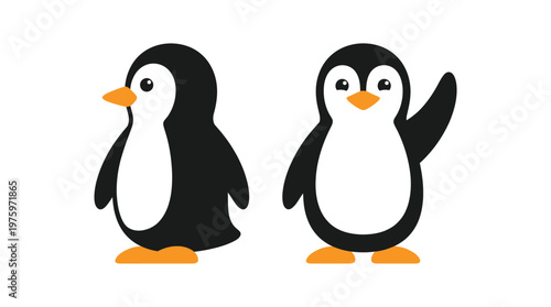 Two cute cartoon penguins standing together.