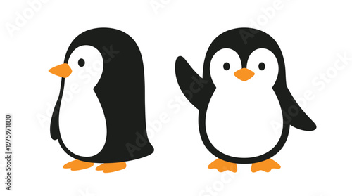 Two cute cartoon penguins standing side by side.