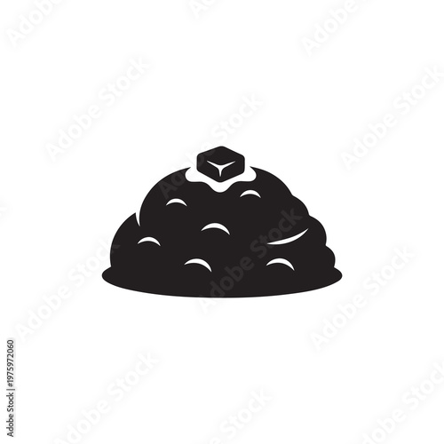 Mashed Potato Pile with Butter Cube Minimalist Silhouette