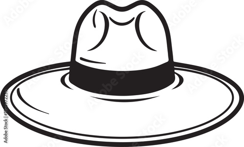 A clean-lined, minimalist illustration of a classic, wide-brimmed hat, evoking a sense of timeless style and sun protection.
