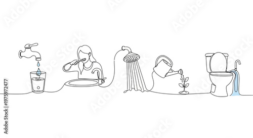 People doing daily bathroom routine.