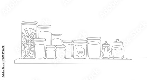 Collection of empty kitchen canisters.