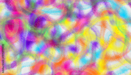 Imitation of hand-drawn texture with chaotic wavy scribbles of colorful crayons on a white overlay transparent background. Overlay PNG