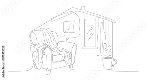Detailed drawing of a comfortable armchair.