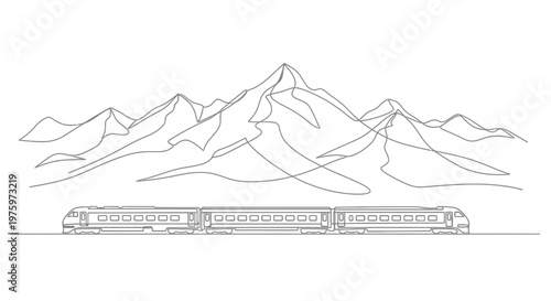 Train Traveling Through Mountainous Terrain.