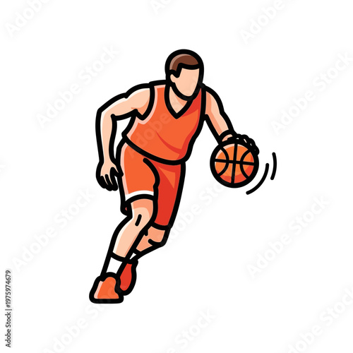 Basketball Player Dribbling Ball - Dynamic Sports Illustration