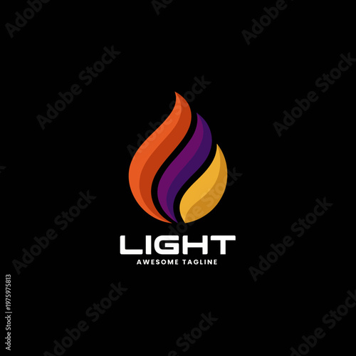 This image showcases a stylized flame design with vibrant colors, representing warmth and light, perfect for branding and artistic projects in modern aesthetics.