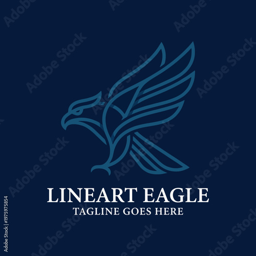 This image features a sleek lineart eagle, symbolizing freedom and strength, rendered in a minimalist style, perfect for contemporary design and branding projects.
