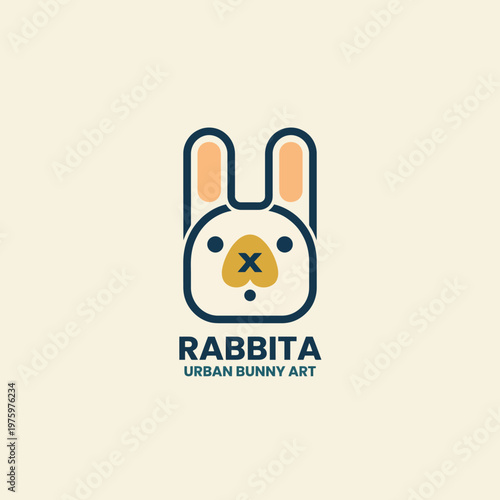 This whimsical bunny logo combines urban style with playful design elements, ideal for creative projects, children's products, or representing fun and lively aesthetics.