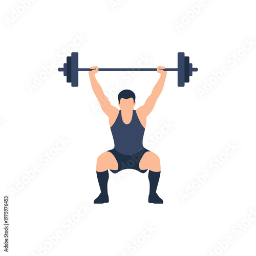Weightlifter Performing Overhead Squat with Barbell, Strength Training