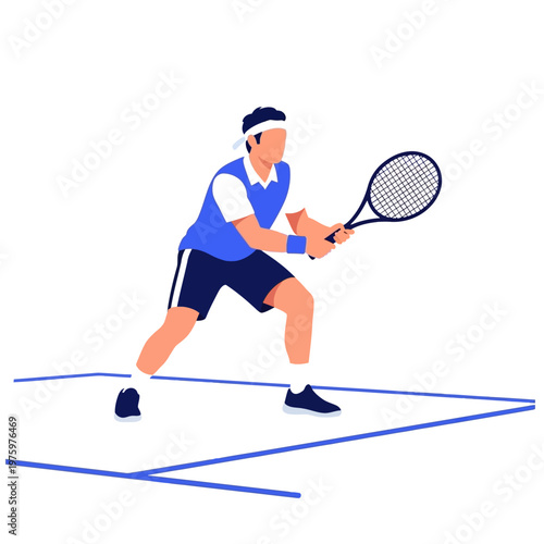 Tennis Player Ready to Serve on Court