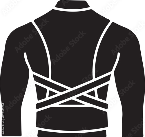 Back posture corrector icon, orthopedic brace for spine support