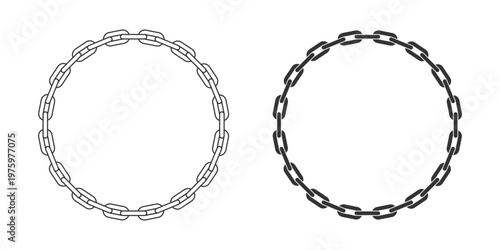 Two frame from chains with blank space inside. Framings graphic design templates. Symbols isolated on white background. Vector illustration