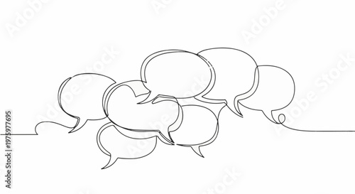 Interconnected conversation bubbles, a network of communication lines