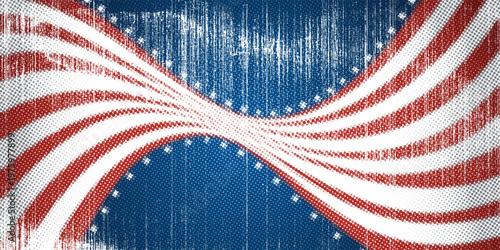 United States flag with halftone pattern American flag vector design. Full color US flag.