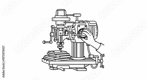 Hand operating a milling machine with metal plates