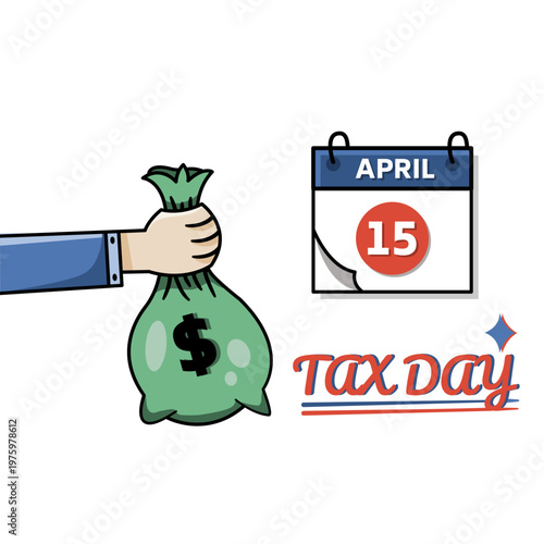 Happy Tax Day, April 15th. Icon commemorate Tax Day. Vector illustration of the Happy Tax Day concept is designed in a simple, flat style.