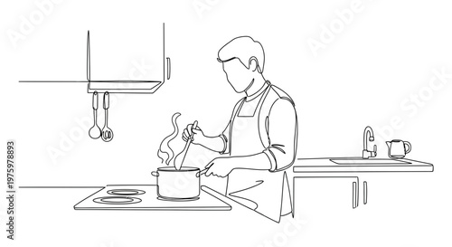 Man cooking in a kitchen.