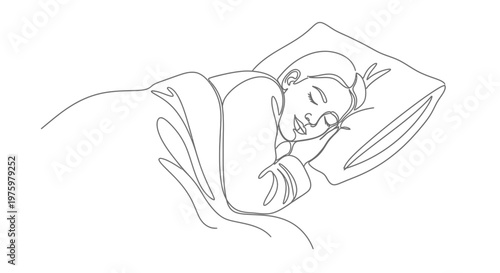 Woman Sleeping on a Pillow.