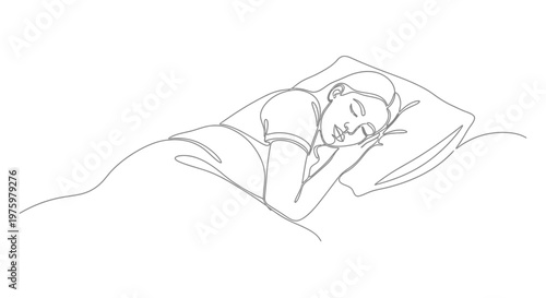 Woman Sleeping on a Pillow.