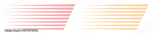 Dynamic speed lines vector set, pink and orange motion blur effect, fast movement graphic elements for sports and racing design