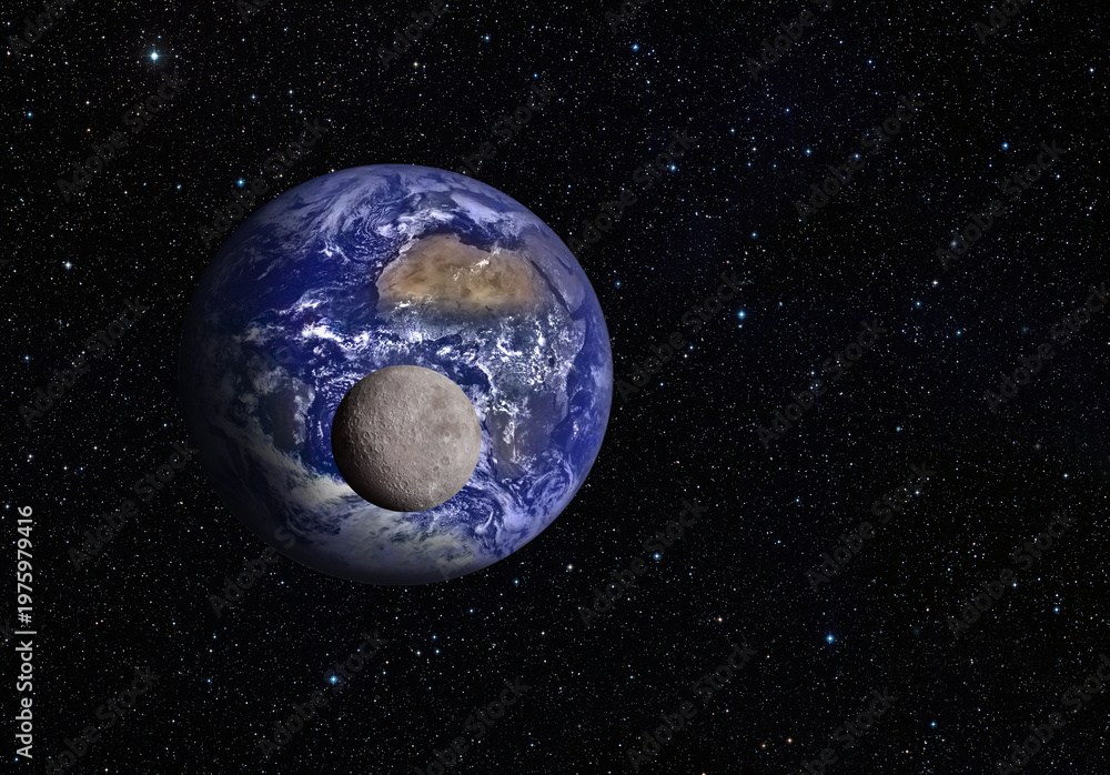 Obraz premium View from the moon orbit with Planet Earth 